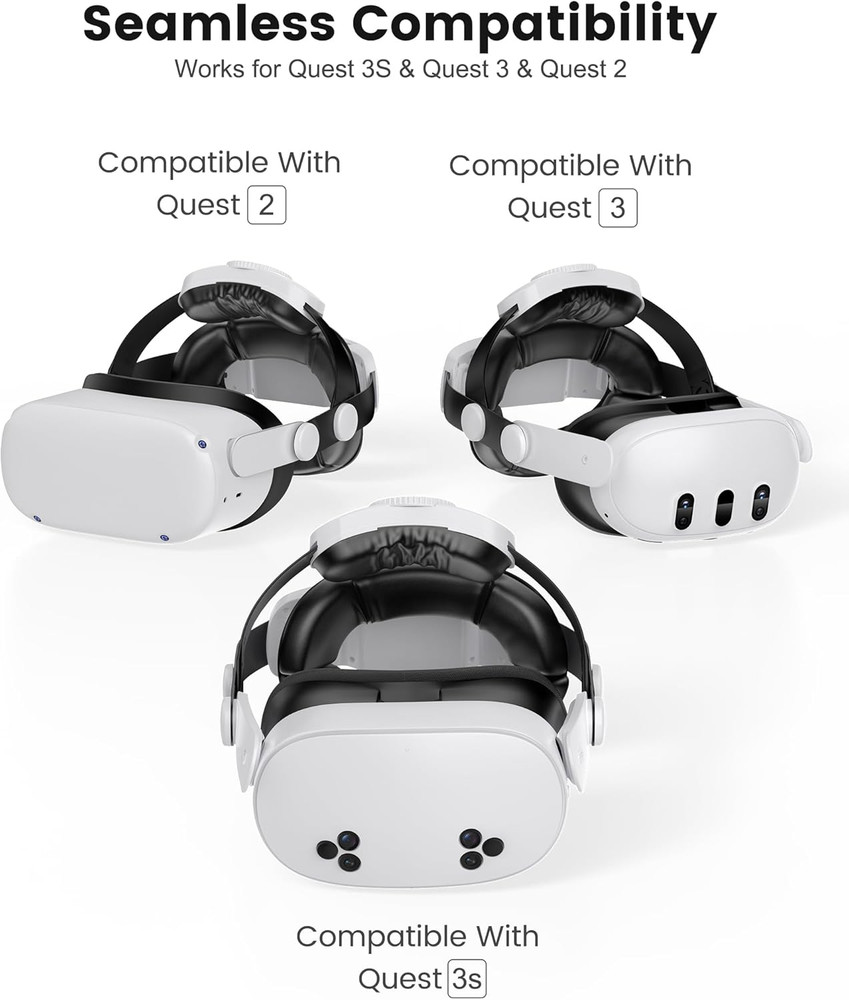 Kawaye for Meta Quest 3S/Quest 2/Quest 3 Head Strap, Double Knobs Adjustable Eli