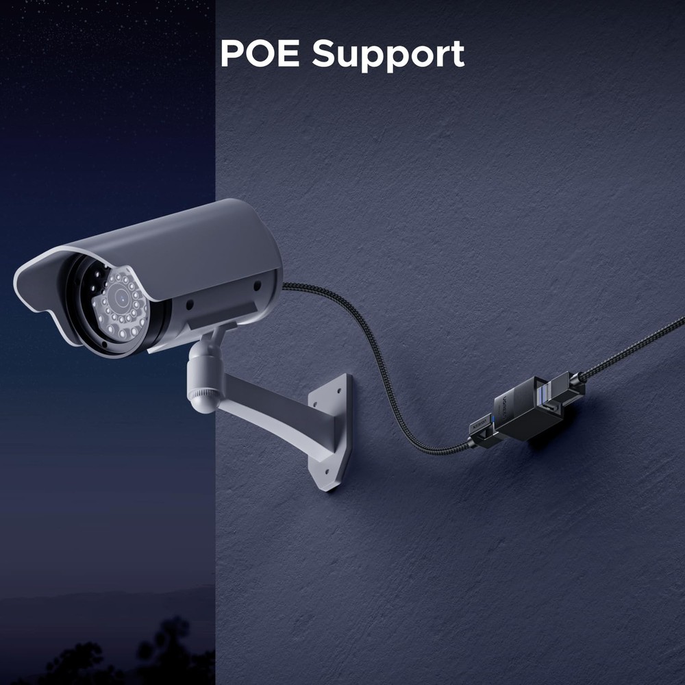 UGREEN Ethernet Extender 10Gbps,2 Pack Coupler with PoE Black