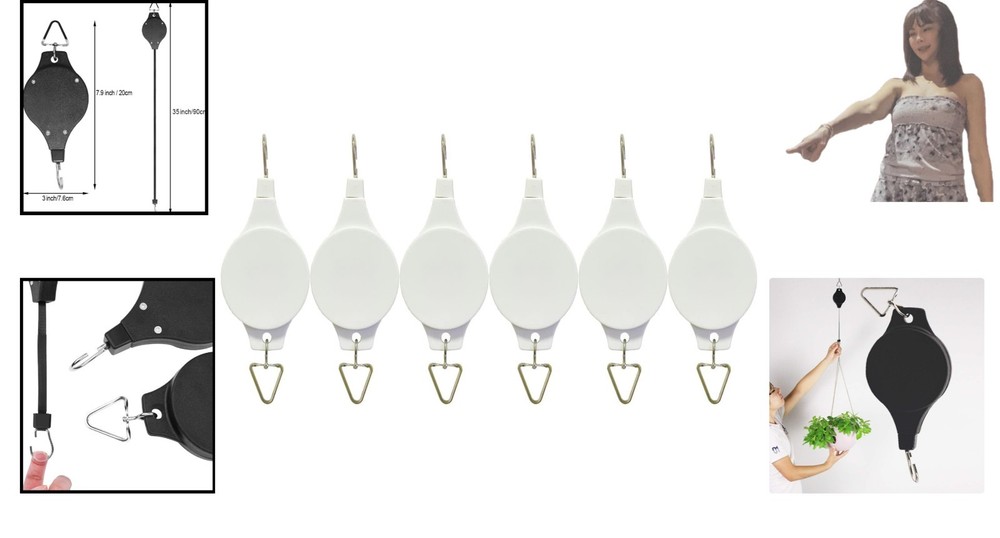 Adjustable Plant Hanger Pulley - 6-Pack Easy-Access Solution for Your Garden