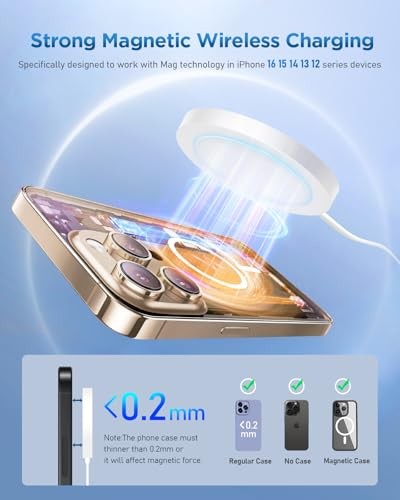 Magnetic Wireless iPhone Charge Compatible with MagSafe Charger - iPhone White
