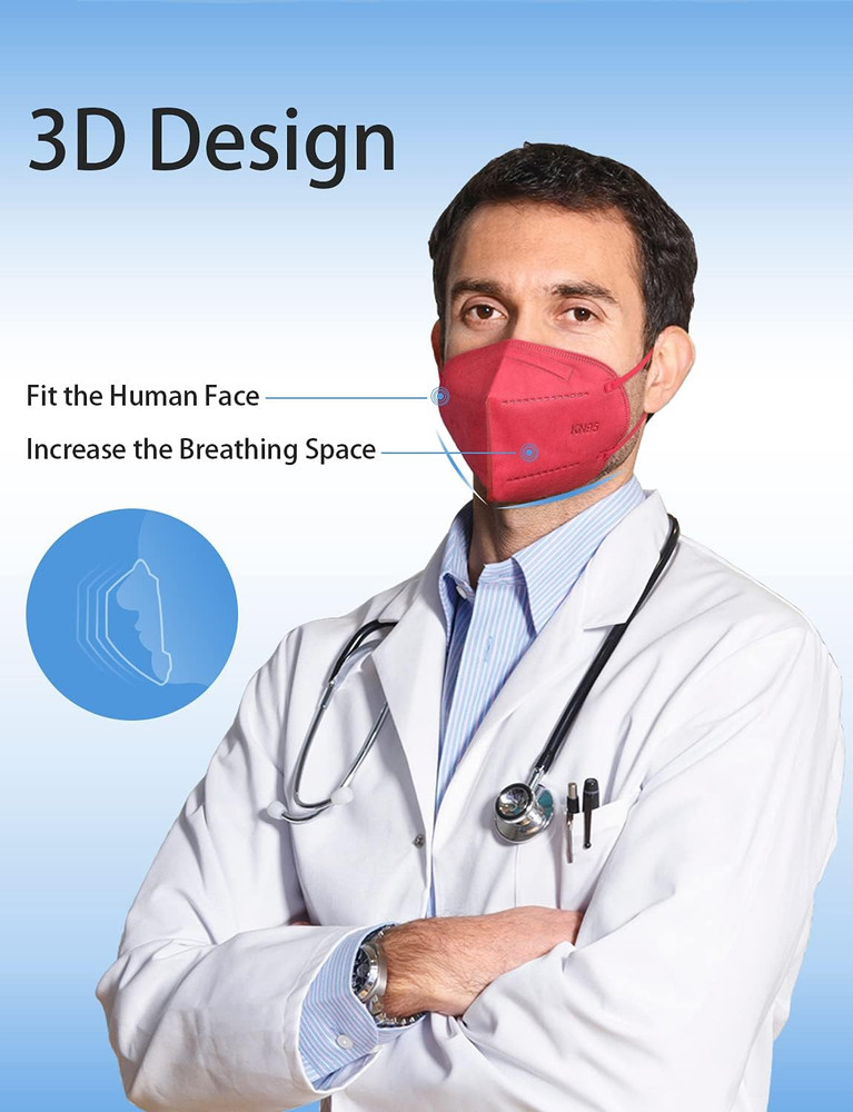 Face Mask 50 Pack Breathable 5-Layer Filter Efficiency≥95%