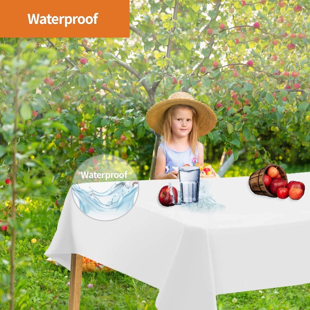 White Disposable Plastic Tablecloth Rectangle Tables 12 Pack Table Cloths