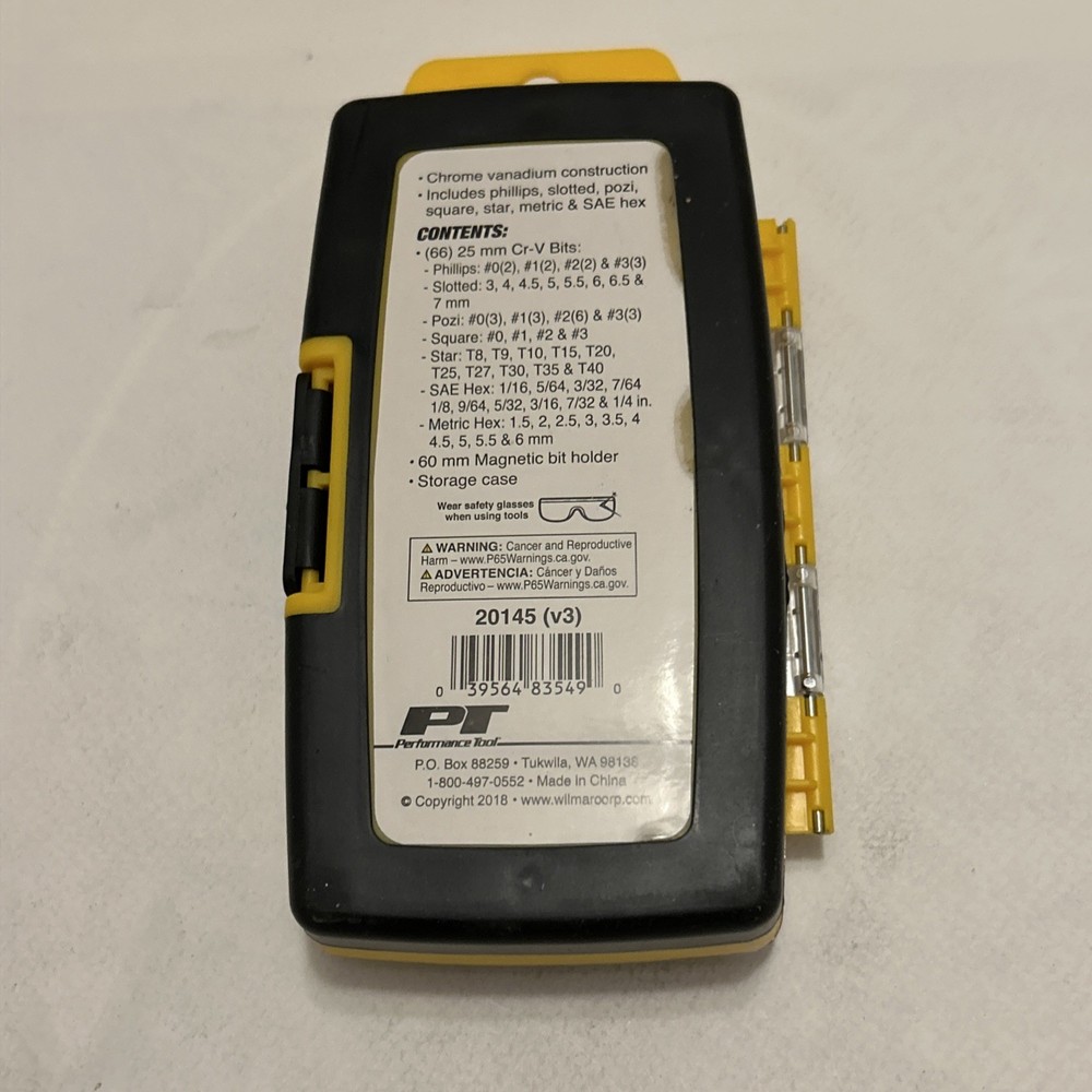 PERFORMANCE TOOL 67 PIECE BIT SET WILMAR 20145