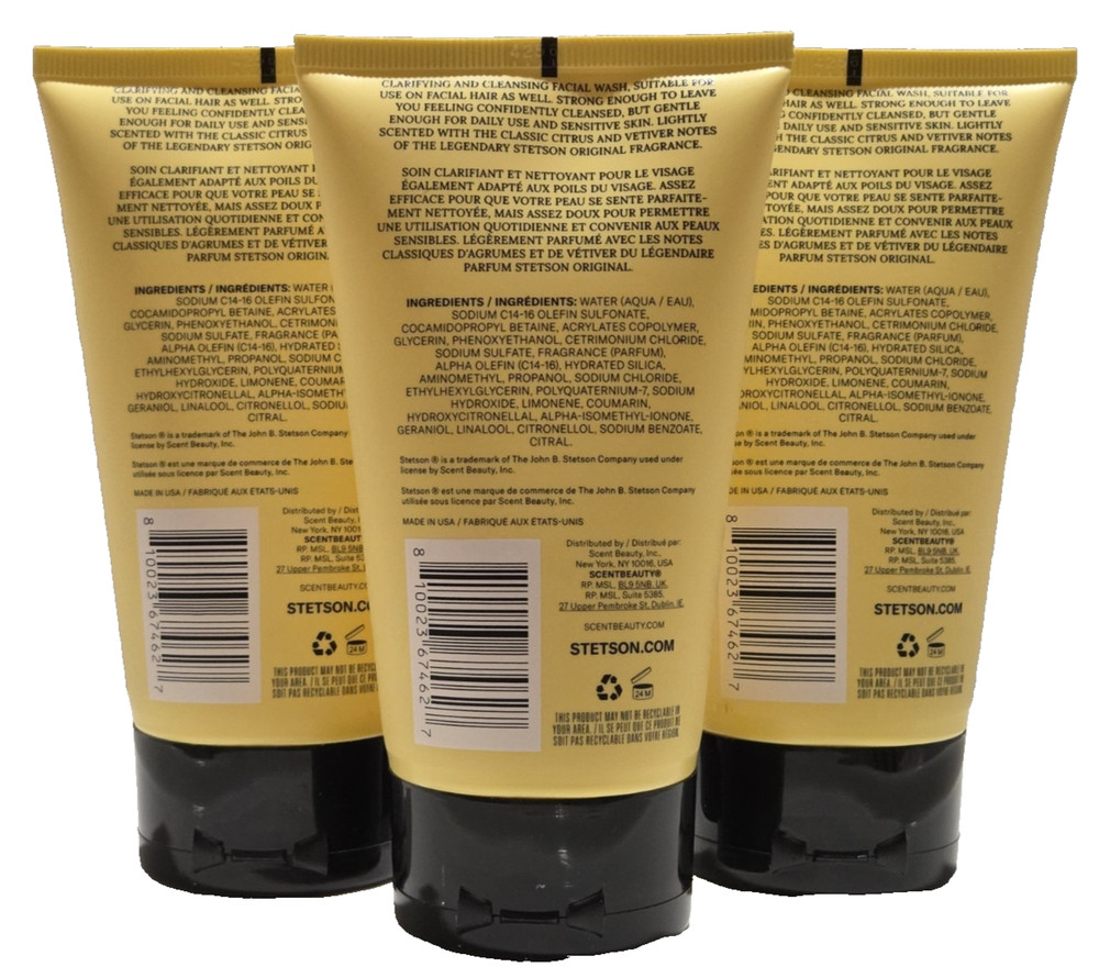 Stetson Original Deep Cleansing Face and Beard Wash 5 oz 3-Pack