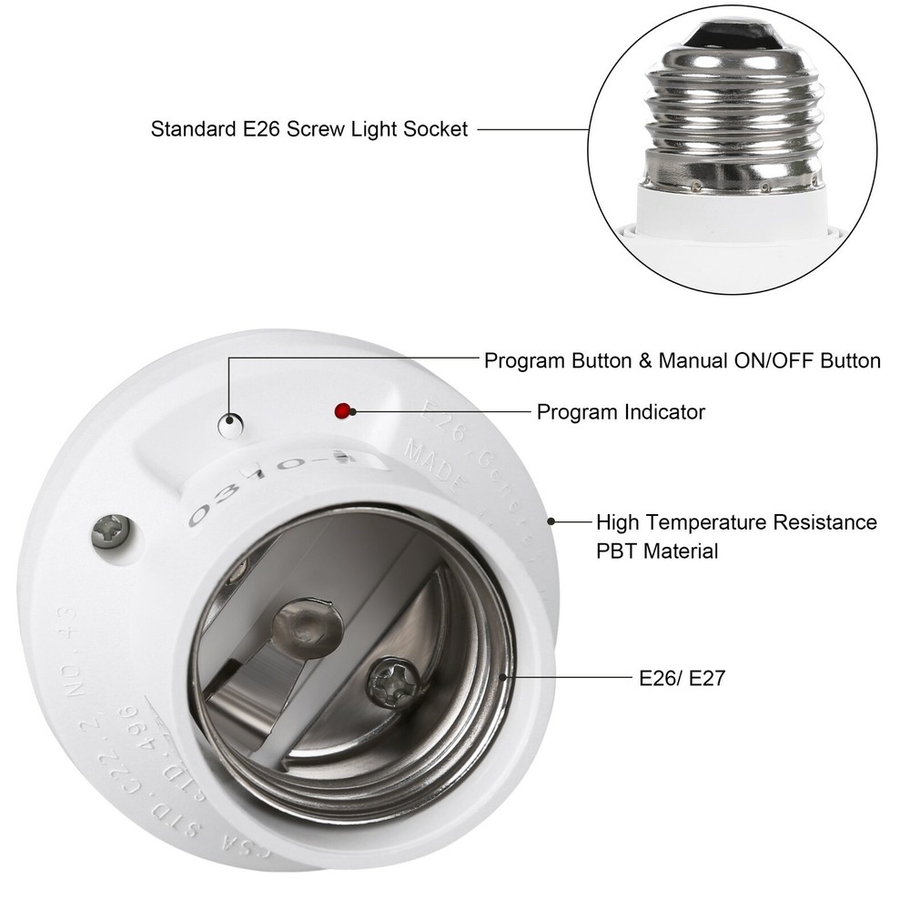 Dewenwils Wireless Remote Control Bulb Socket Set, No Wiring Needed Light Lamp