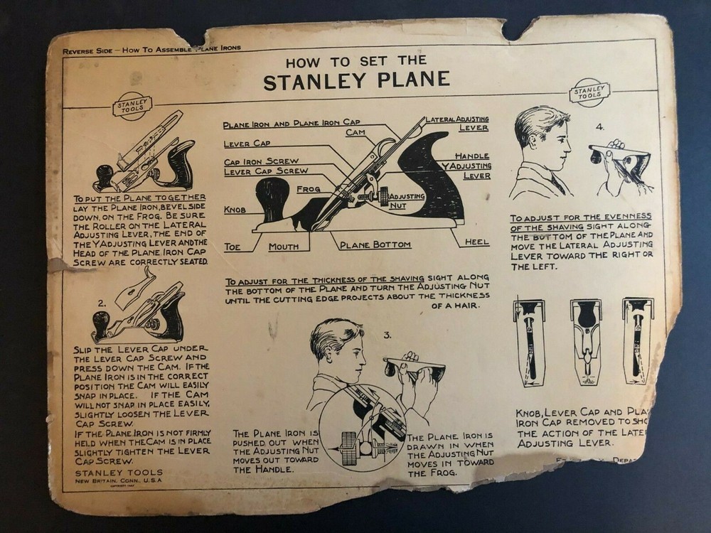Vintage 1928 Stanley Tools Double Sided Pressboard Instructional Chart (14 / 14)
