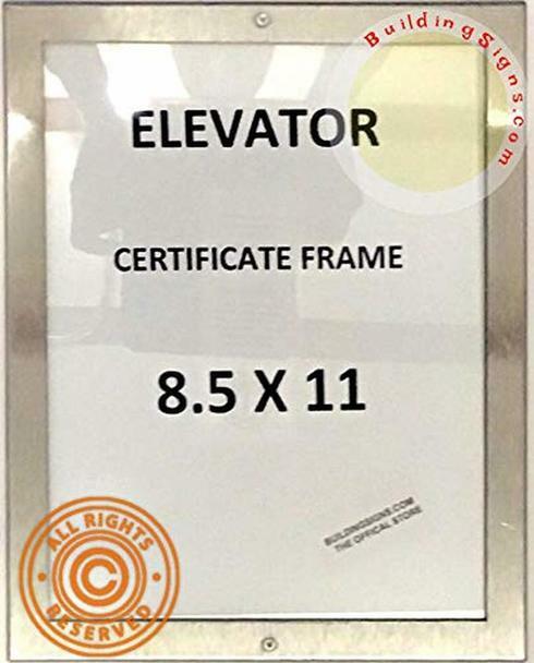 Elevator Certificate Frame 8.5x11 (Lockable !!!, Stainless Steel)-REF24-1027