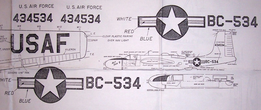 B-26 EXACT SCALE PLANS + CONSTRUCTION ARTICLE for 52" WW 2 UC Model Airplane