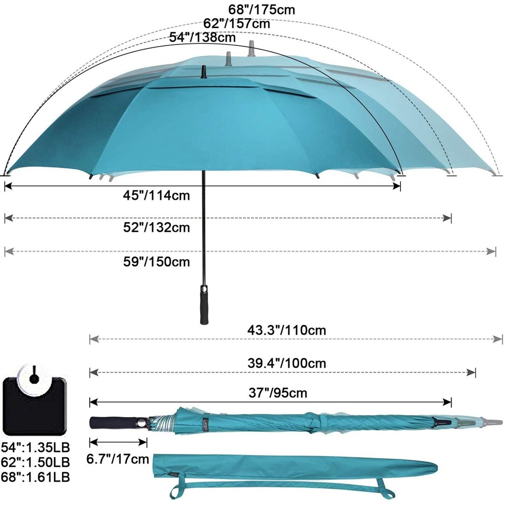 G4Free 68 inch Oversize Windproof Automatic Open Golf umbrella Double Canopy Ven