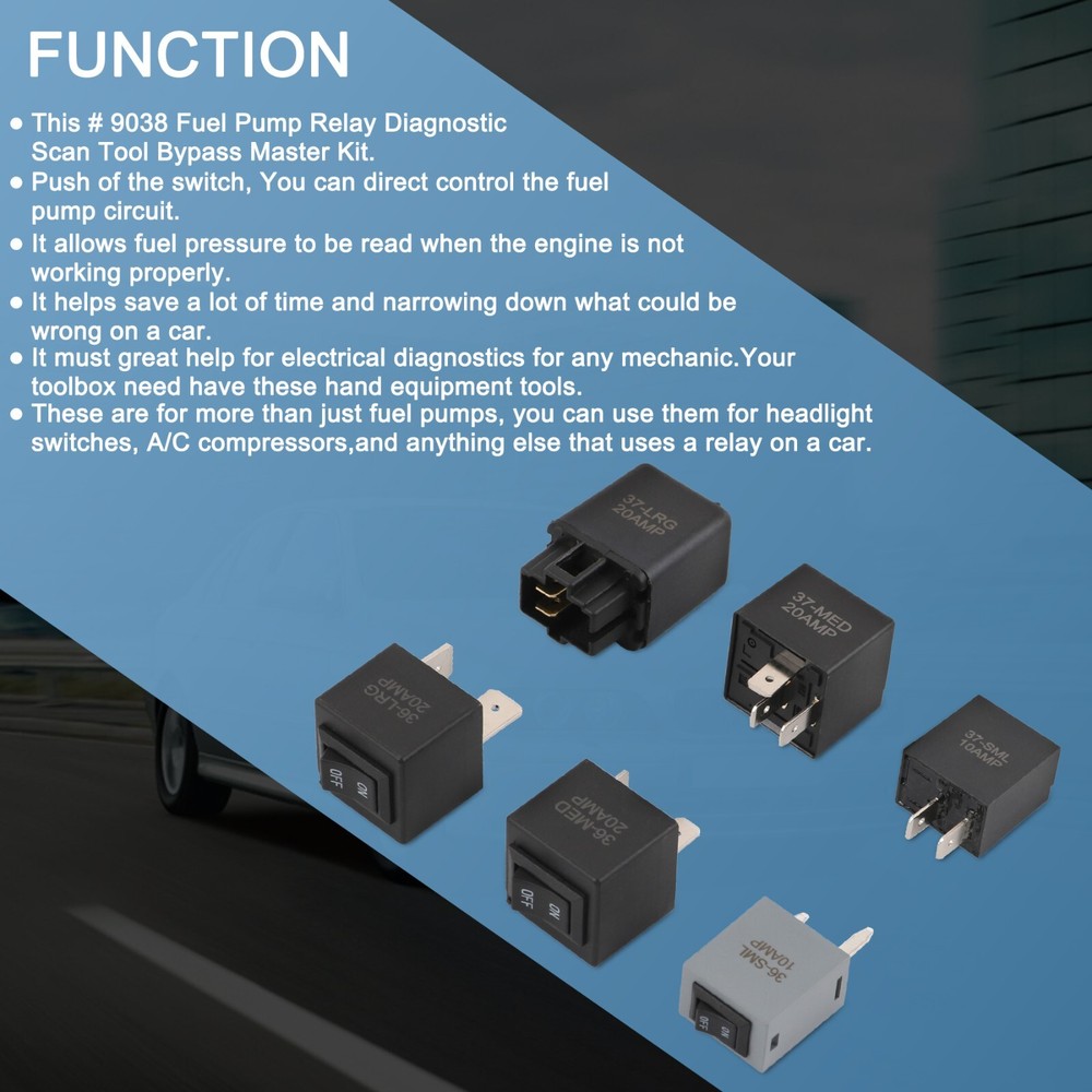 Fuel Pump Relay Bypas Master Kit (6 Pcs ) replace for 9038