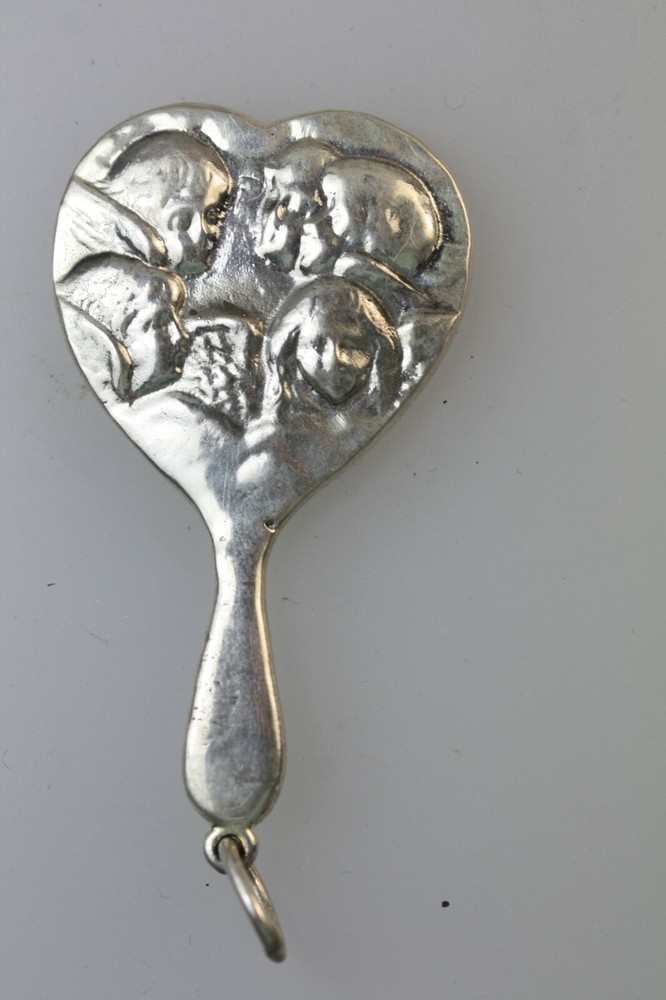 Cherub Miniature Hand Mirror Silver 925 Pendant