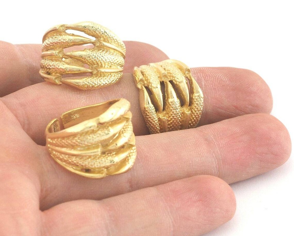 Adjustable Claw Ring Gold Plated brass (18mm 8US inner size) 2806