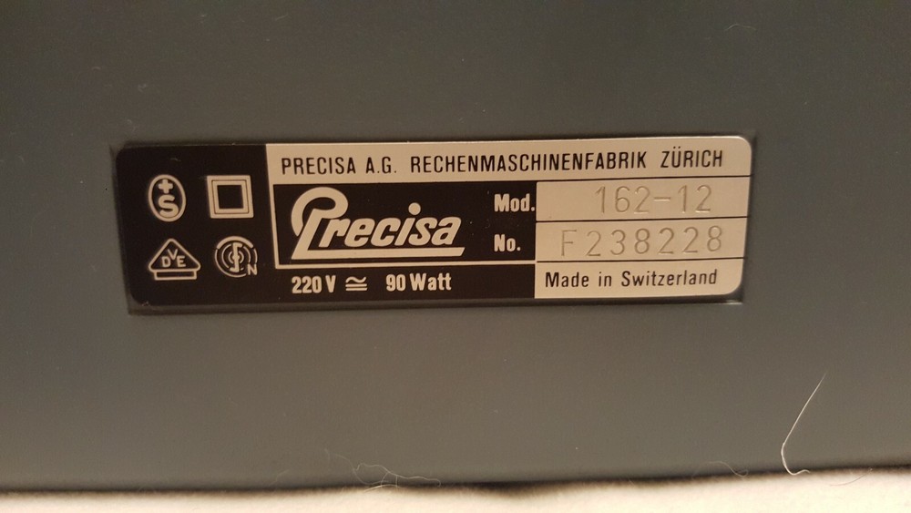 Precisa Mod.162-12 Calculator Adding Machine Made in Switzerland