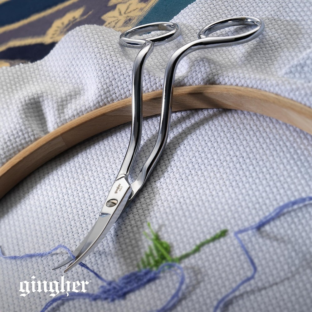 Gingher 6" Double-Curved Embroidery & Applique Scissors - Sharp, Smooth Cuts