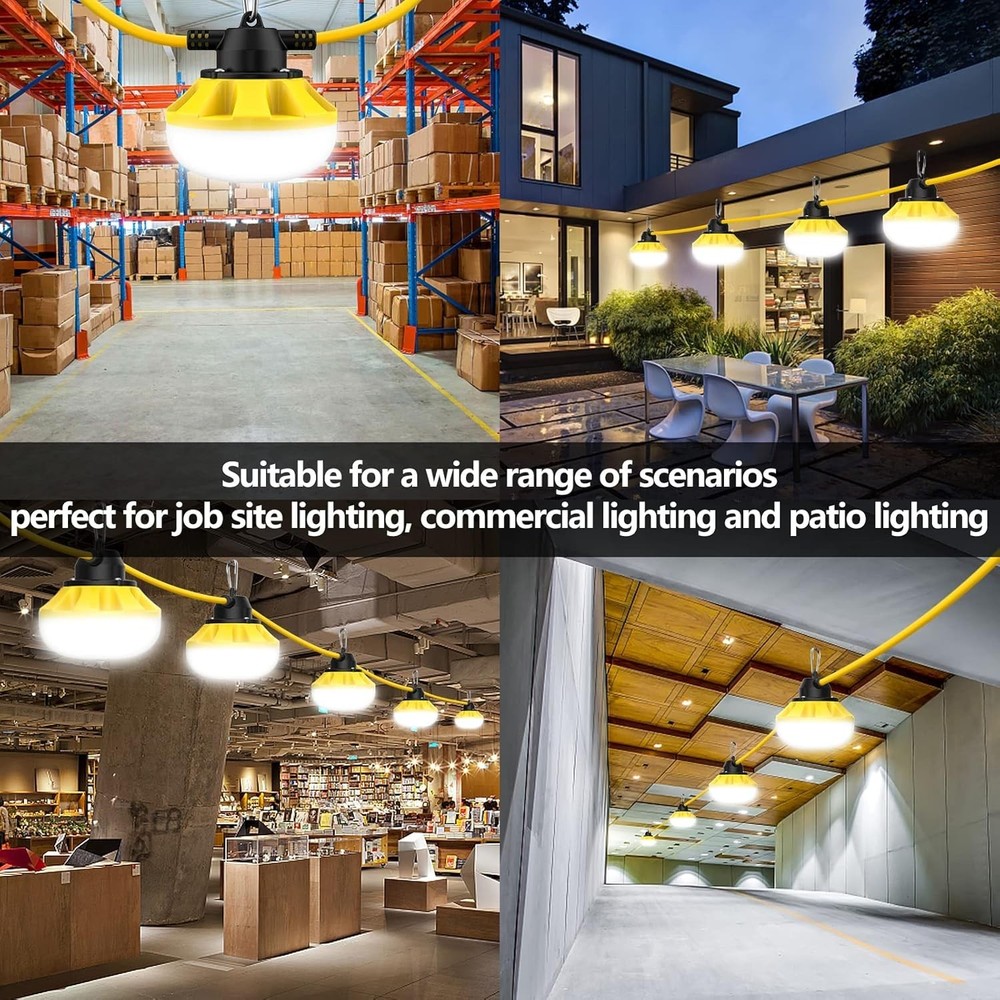 50ft Construction String Lights LED for Construction Sites Walkways Crawlspaces