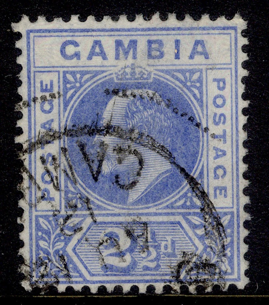 GAMBIA EDVII SG60, 2½d bright blue, USED.