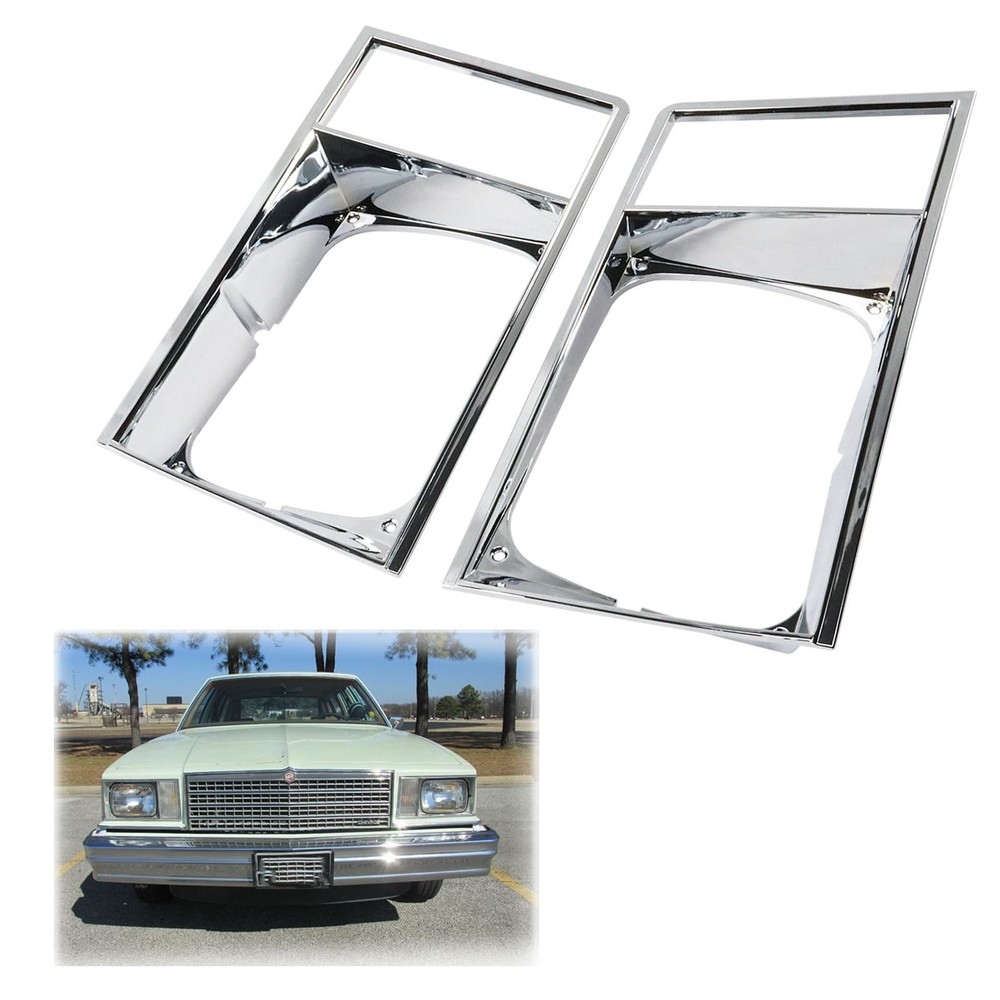 LOSTAR 2PCS Headlight Bezel Assembly Set Compatible with 1978-1979 Silver