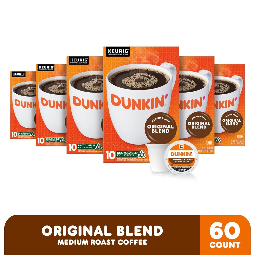 Dunkin’ Original Blend Coffee, Medium Roast, 10 Count (Pack of 6), White