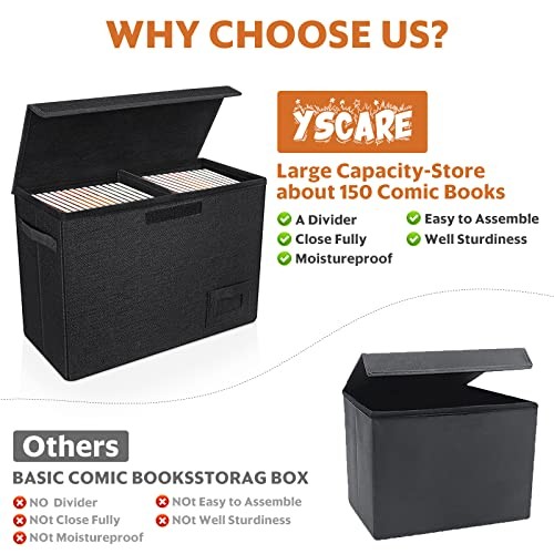 4-Pack Comic Book Storage, Collapsible Comic Book Case with 4 Pack Black