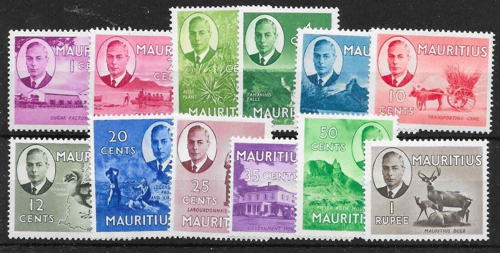 MAURITIUS SG276/87 1950 SET TO 1r MTD MINT (r)