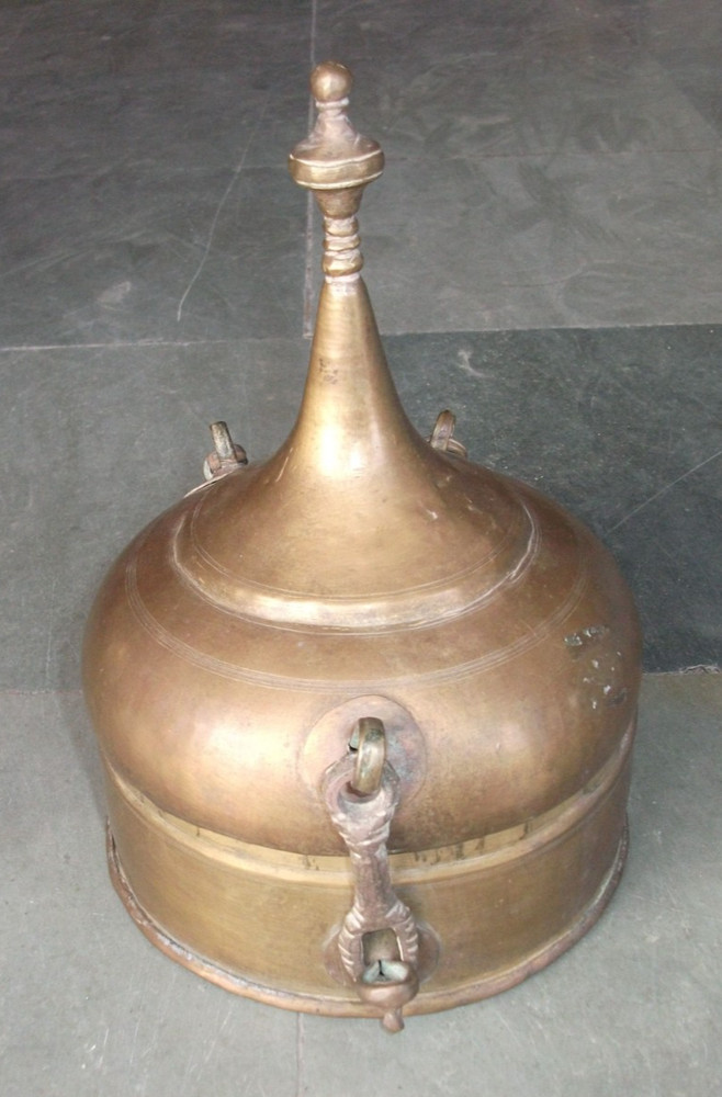 Vintage Brass Conical Shape Handcrafted Unique Shape Box, Nice Patina