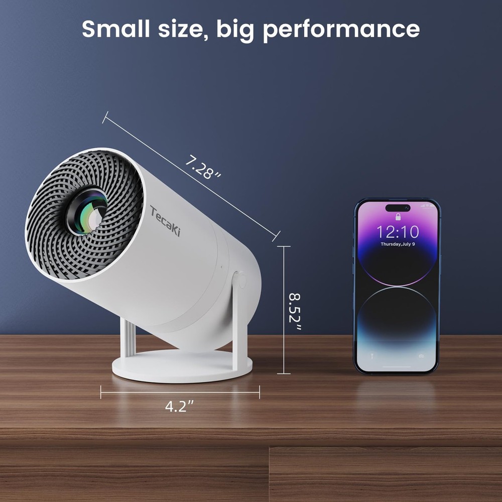 Mini Projector with WiFi and Bluetooth, Built-in Apps, 210° Rotatable Portabl...