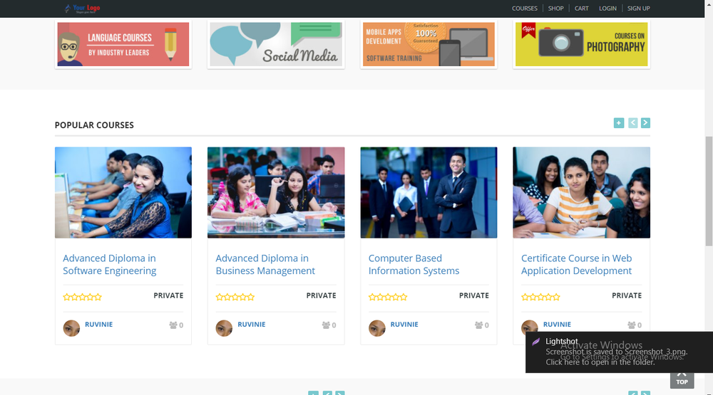 School management / Course enrollment / eLearning Website - Free Hosting+Install