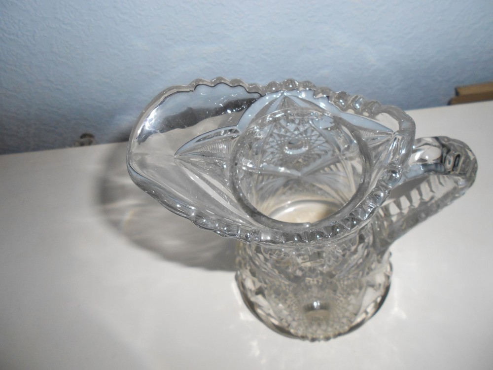 Pressed Cut Glass 10" Pitcher
