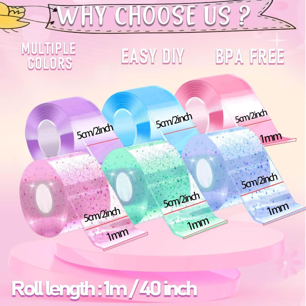 6 PCS Nano Tape Bubble Bubbles Kit for Kids with Box, Squishy Maker Making Kit,