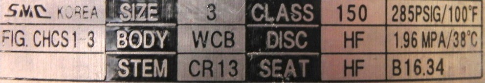 SMC Check Valve 3" CHCS1-3