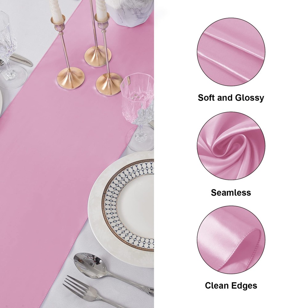 6Pack Table Runner 12 x 108 Inches Satin Silk Table Runner for Wedding Birthd...