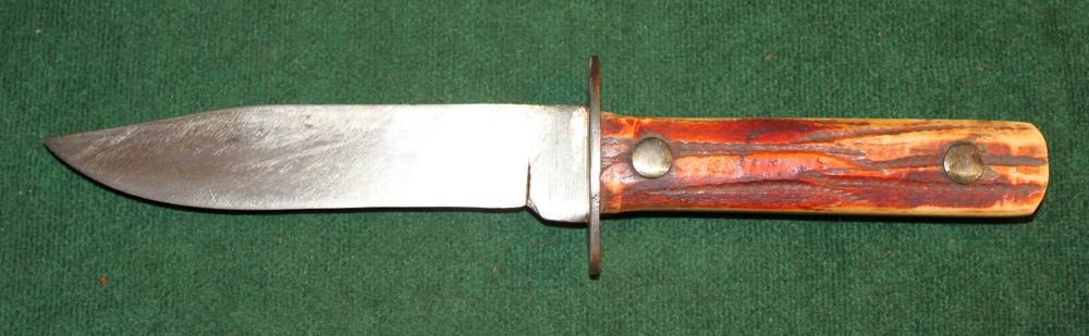 Vintage Unmarked Stag Handle Hunting Knife