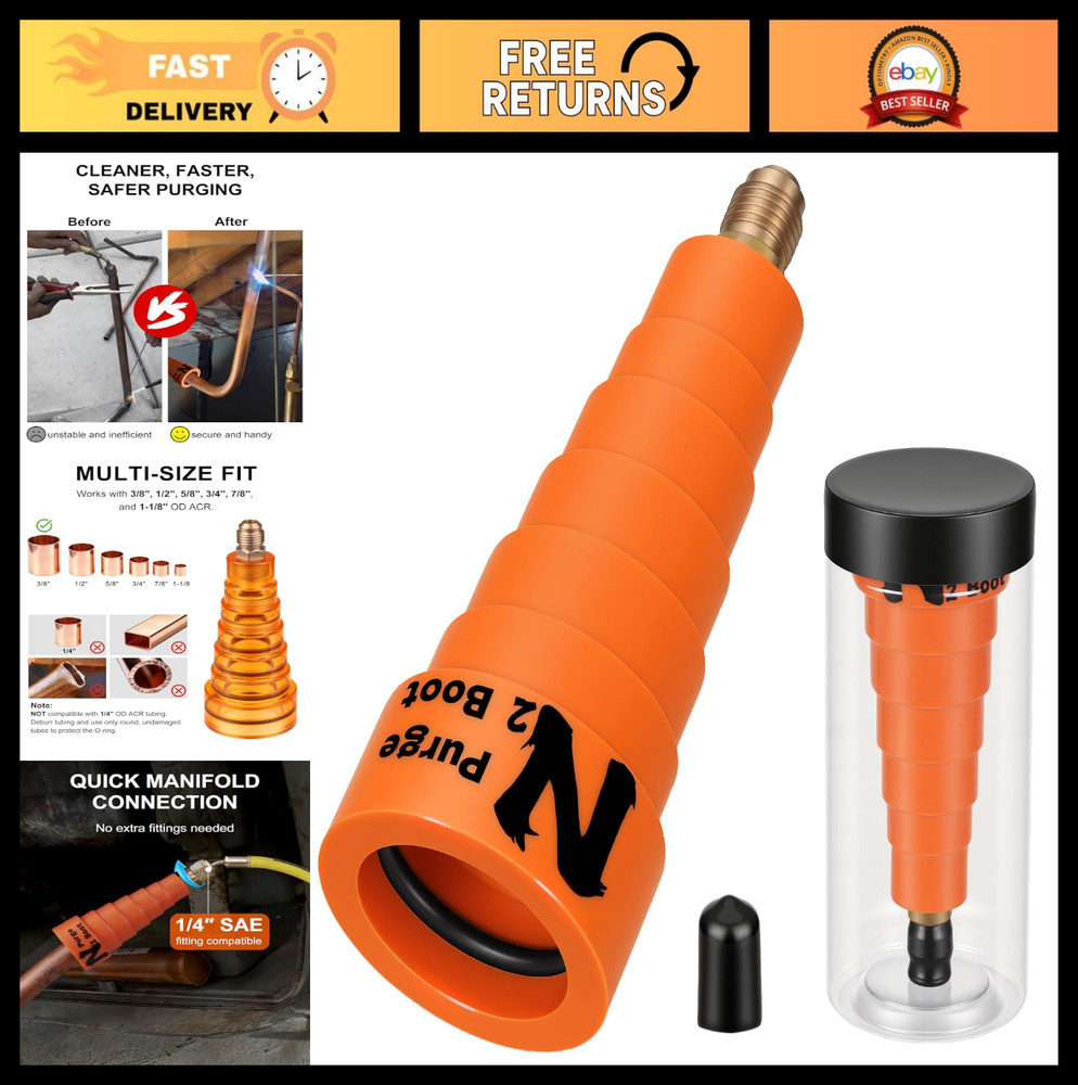 Hands-Free Nitrogen Purge Boot for HVAC – Low-Pressure Tool, Multi-Size O-Rings,