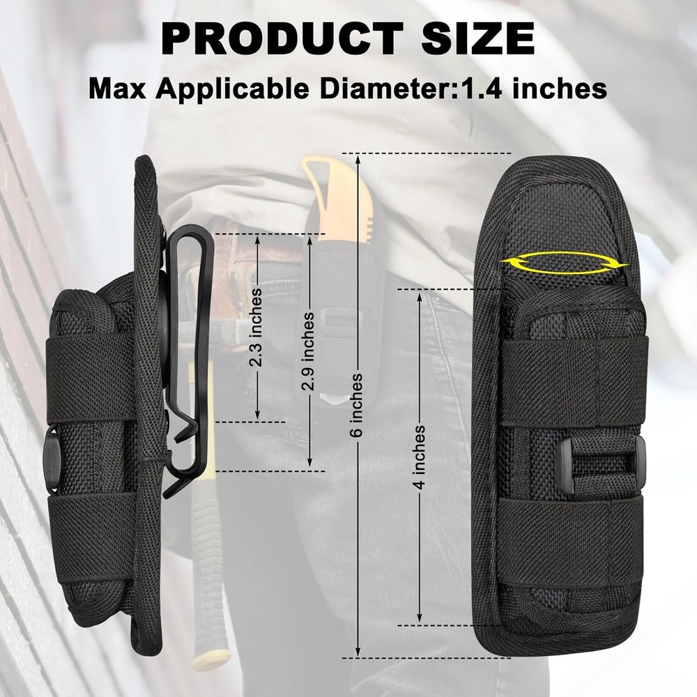 3Pcs Tactical Flashlight Holster Adjustable Torch Carry Case with 360° Rotatable