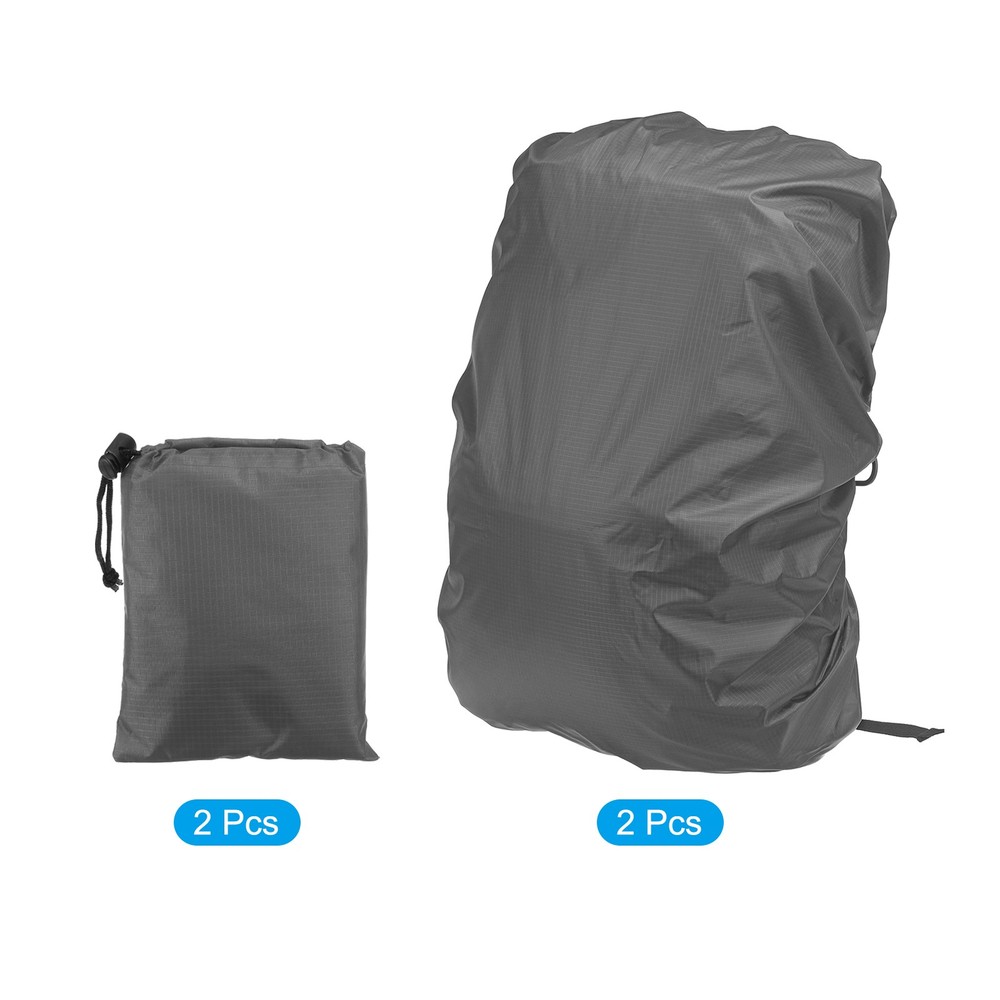 2 Pcs 40-50L Backpack Rain Covers with Drawstring Bag, L, Gray Checkered