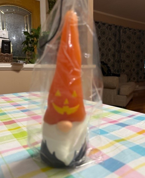 Halloween 🎃 Gnome Candle With Jack O Lantern Witch Hat