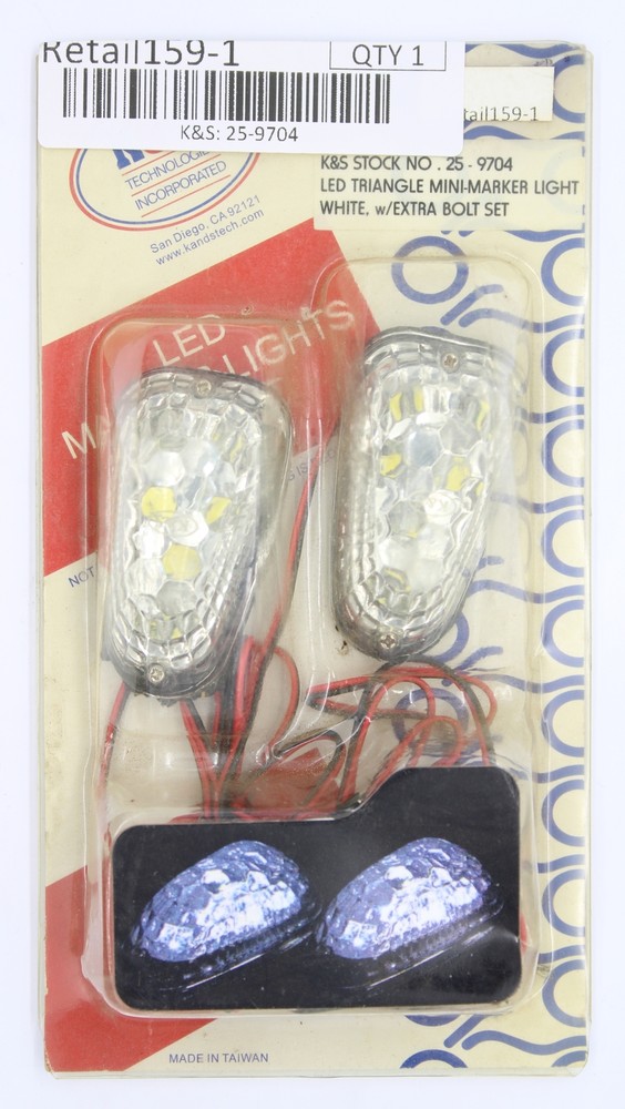 K&S Mini-Marker Light, Triangle, Chrome, White / Clear Part Number - 25-9704