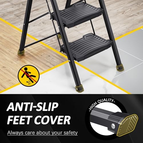 Step Ladder 4 Step Folding, 900lbs 4 Step Ladder with 4-step with handrail