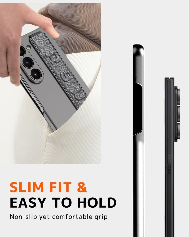 NINKI Galaxy Z Fold 7 Wrist Strap Case Grip Screen Protector Grey