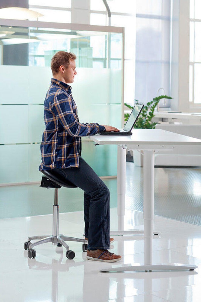 Adjustable Rolling Saddle Stool Chair Tiltable Backrest & Seat For Office