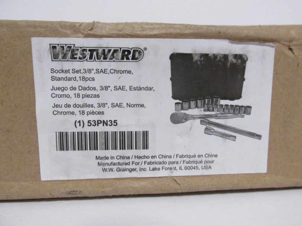 Mechanic Technician Tools Socket Set SAE Chrome Standard 3/8" Westward 53PN35