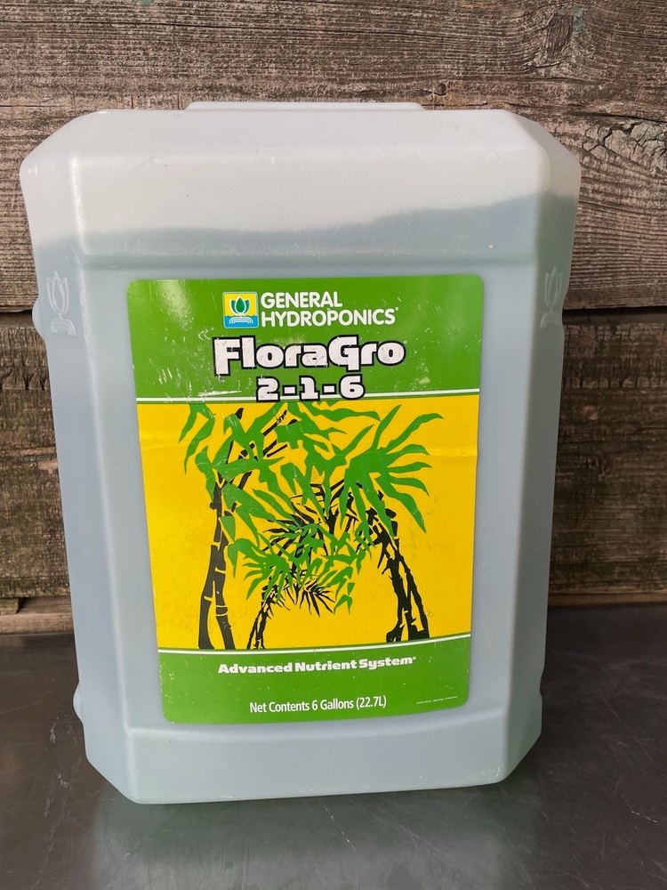 General Hydroponics FloraGro Liquid Fertilizer Nutrients Solution 6 Gallons