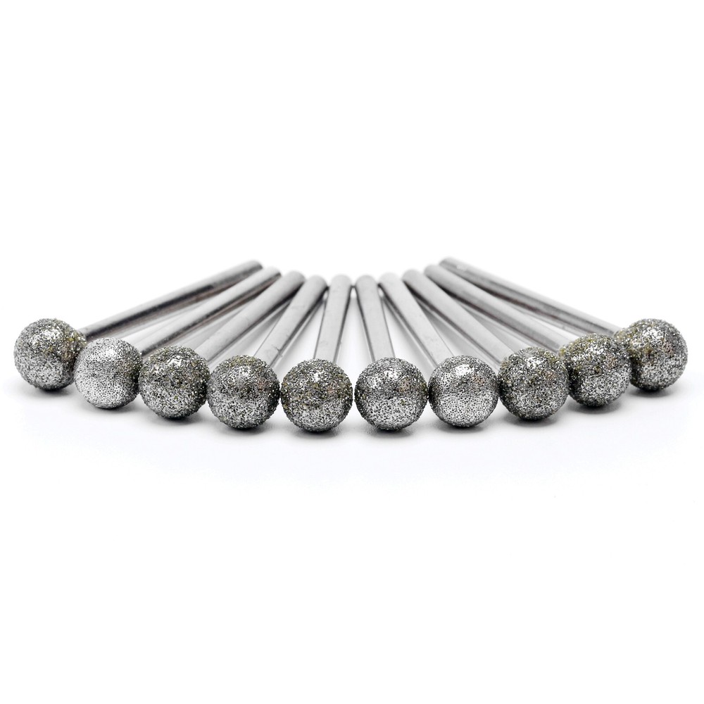 10Pcs 8mm 5/16" Spherical Head Diamond Grinding Bits Round Ball Lapidary Tools