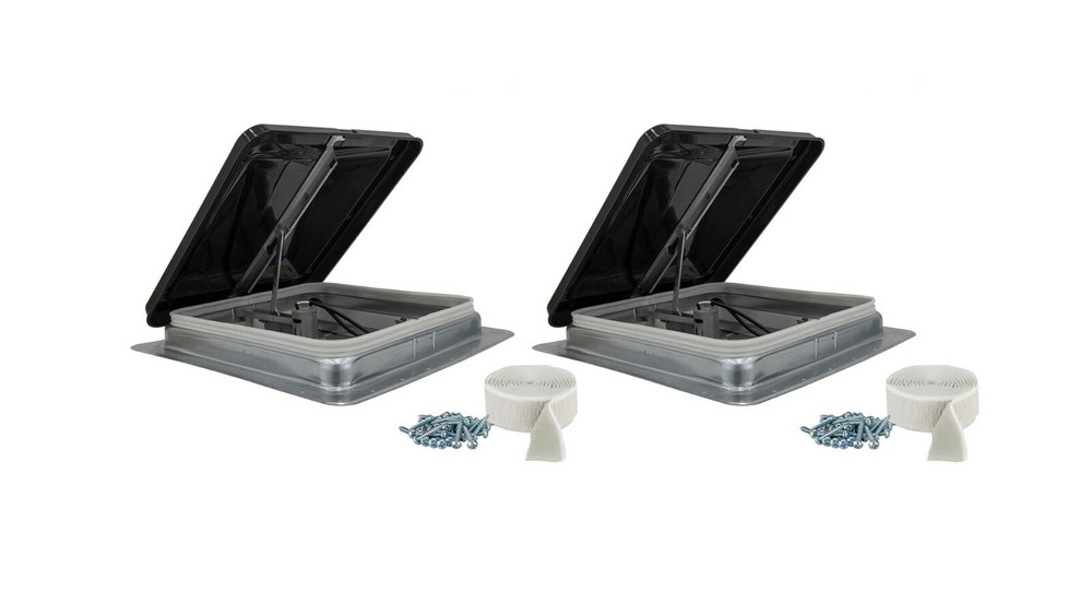 Heng's 14" RV Roof Vent Kit Butyl Tape with 12 Volt Fan Tinted 74112-C 2 Pk