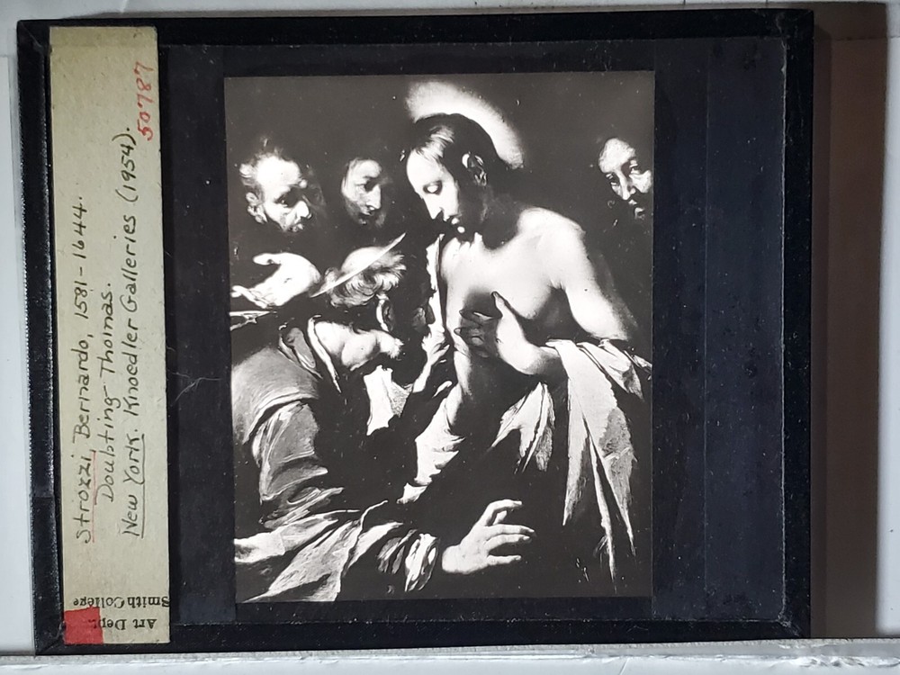 Doubting Thomas, Bernardo Strozzi, Magic Lantern Glass Slide