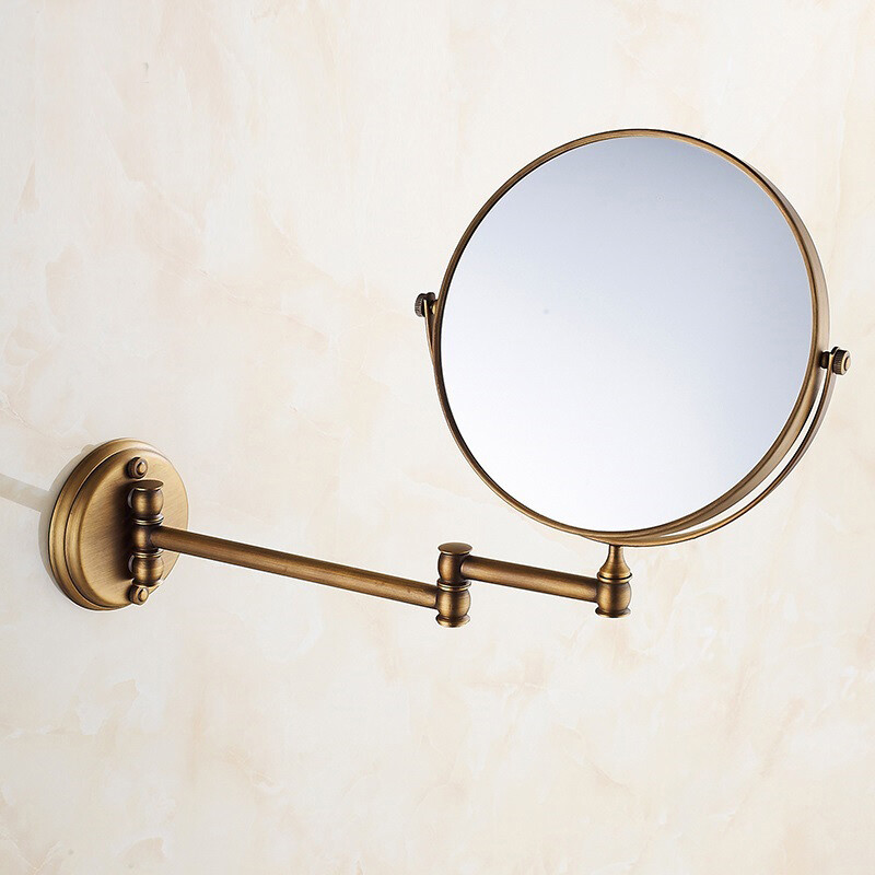 Antique Brass Makeup Mirror Folding Wall Mount Vanity Mirror 3x Magnifying