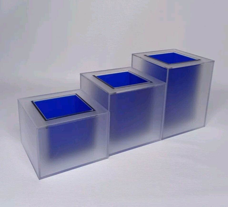 Square Blue Plastic Containers Set For Bathroom