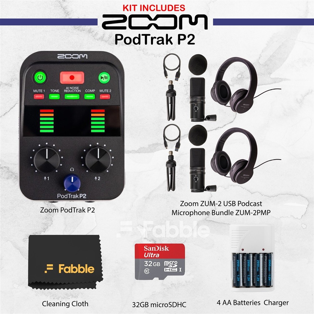 Zoom PodTrak P2 Podcasting Bundle