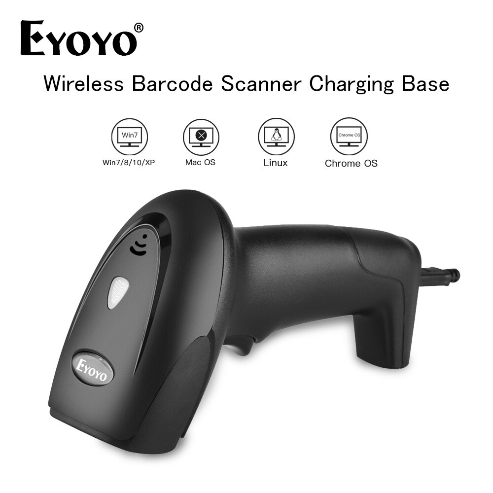 Eyoyo 1D Wireless Barcode Scanner Bar Code Reader USB Charging Base for PC Phone