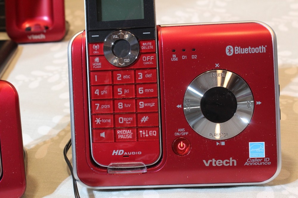 VTech DS6421-3 DECT 6.0 Cordless Digital Answering Machine Bluetooth RED A+++